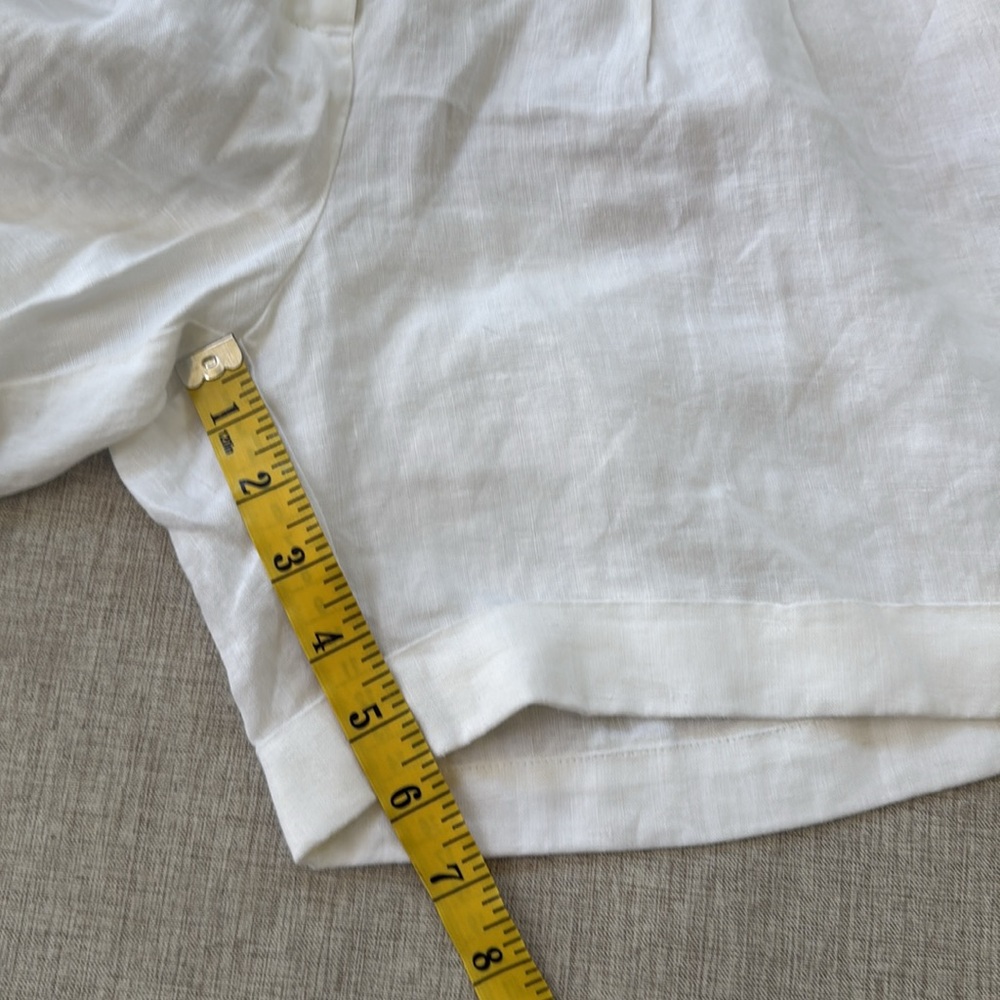 BODEN 100%‎ Linen Shorts White Folded Hem Women’s Size 4L pleated - Picture 8 of 12